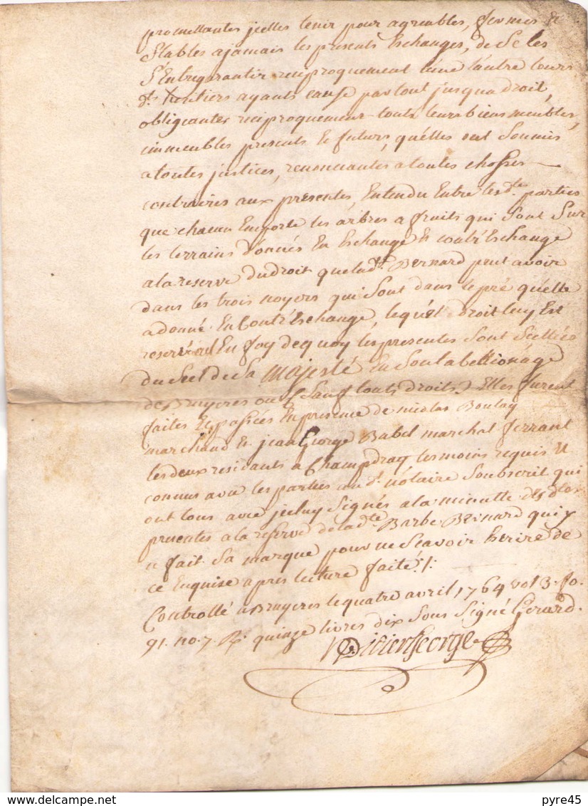 ACTE NOTARIE SUR PEAU DE 1764 DE LORRAINE ET BAR - Manuscripts