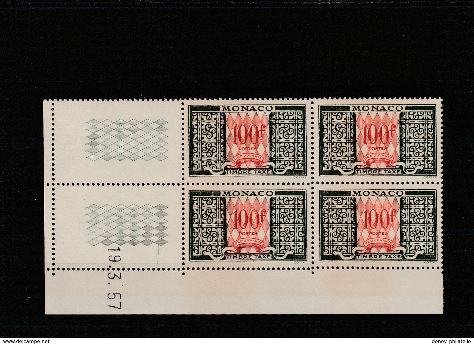 Monaco - Coin Daté Taxe 39 Gomme Bicolore Sur Les 4 Timbres ** - Airmail