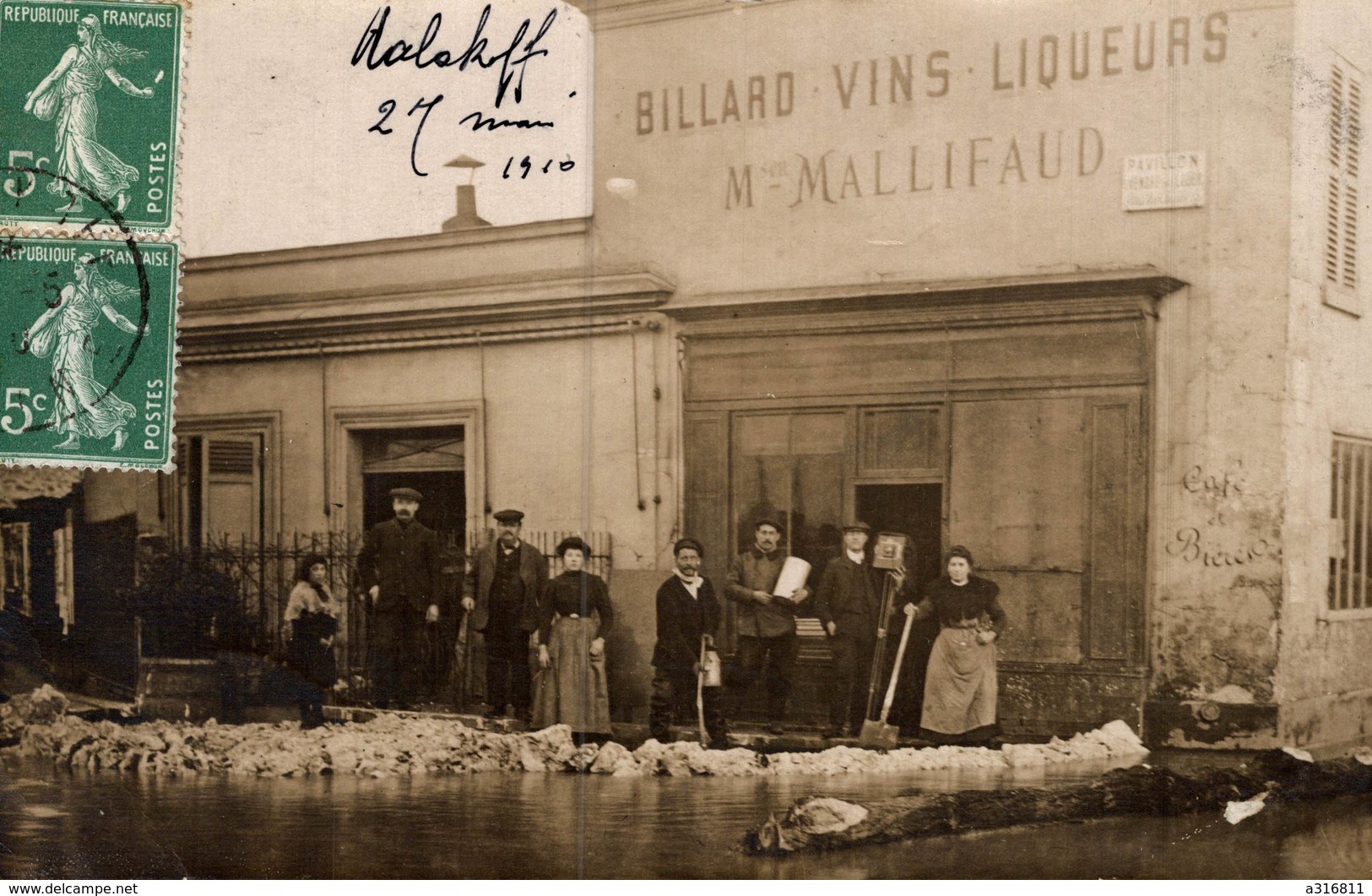 MALAKOFF BILLARD VINS LIQUEURS MAISON MALLIFAUD (avec Photographe Pendant Les Innondations RARE ) - Malakoff