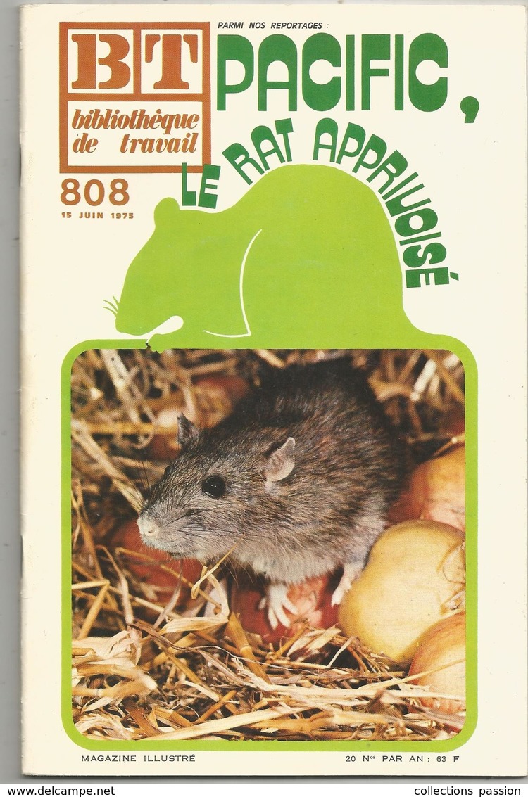 Bibliothéque De Travail, BT , N° 808, 1975, LE RAT APPRIVOISE , 40 Pages , Frais Fr 1.95 E - Animali
