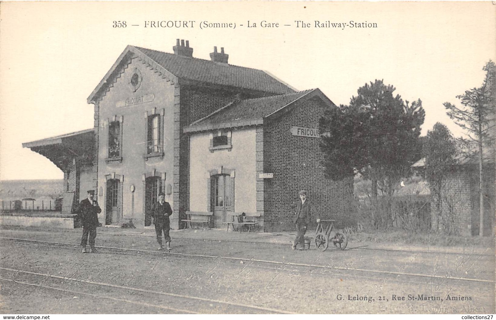 80-FRICOURT- LA GARE, THE RAILWAY-STATION - Autres & Non Classés