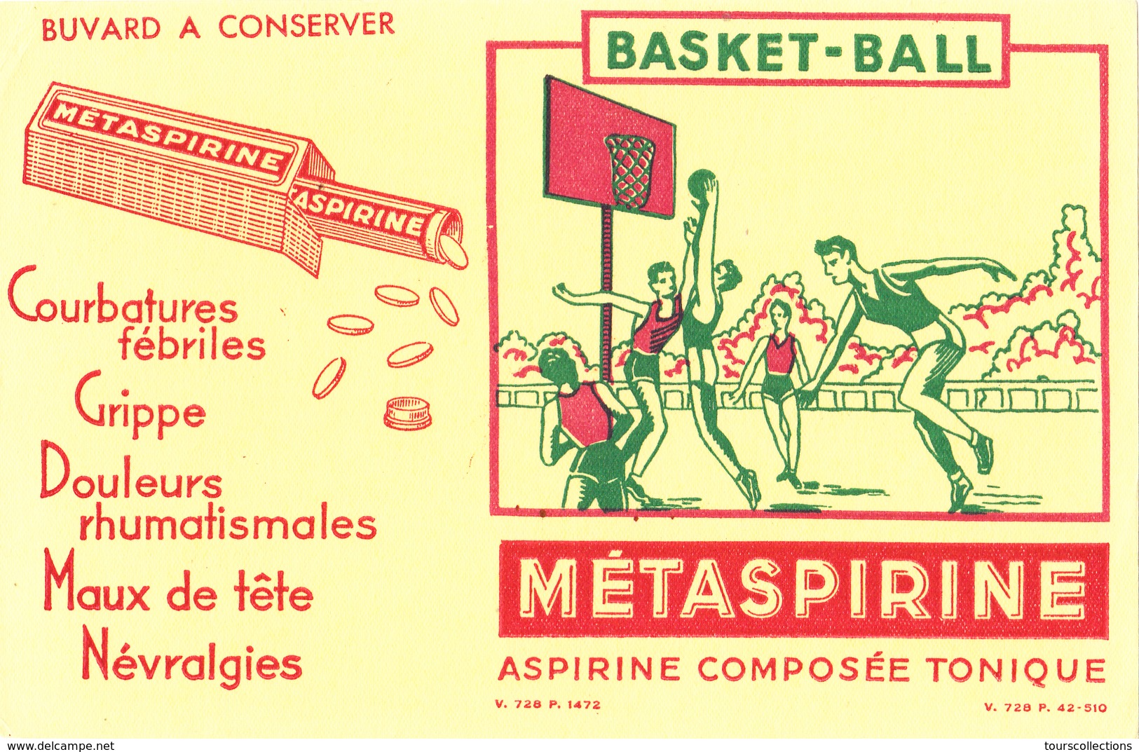 BUVARD BASKET BALL - Aspirine Métaspirine Composée Tonique - Deportes