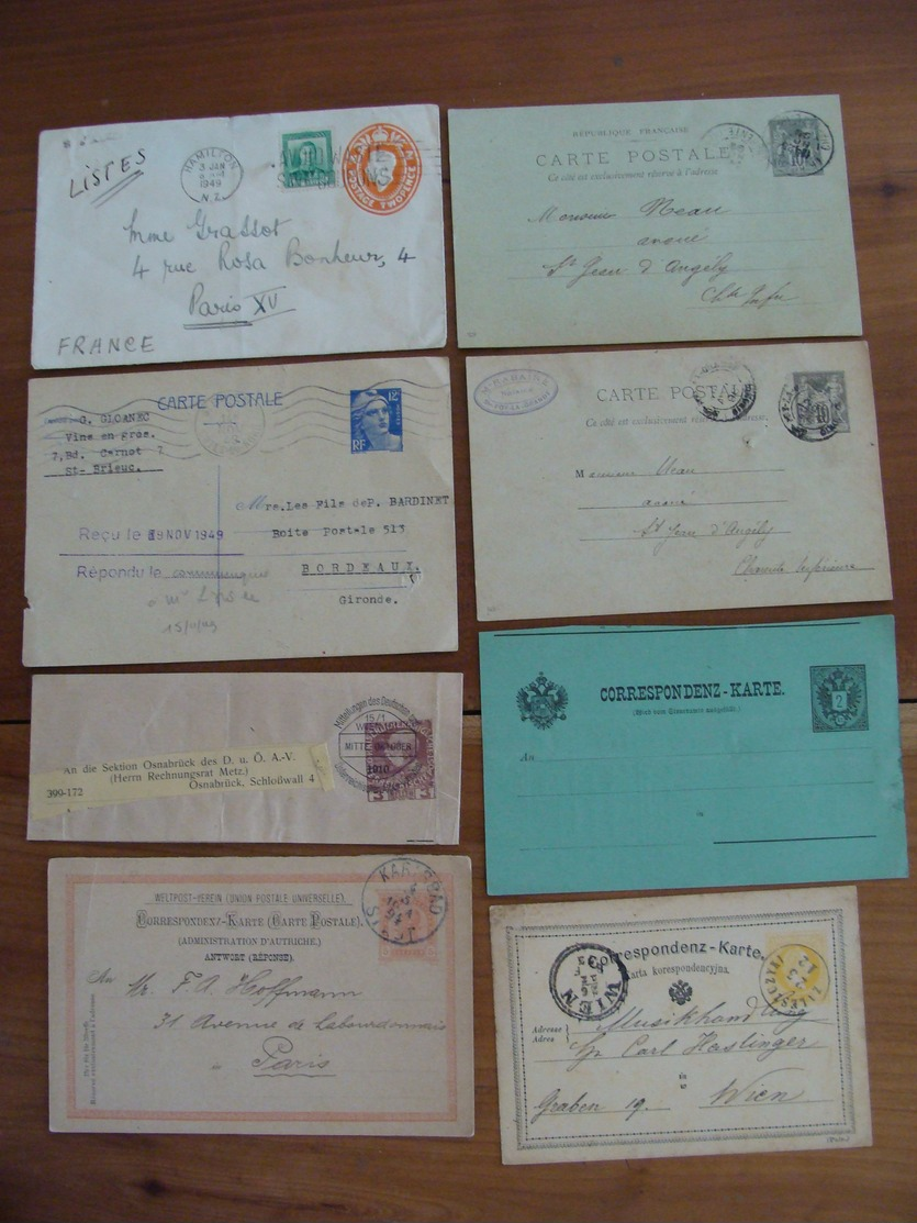 LOT ENTIERS POSTAUX AEROGRAMME MONDE ET FRANCE VOIR PHOTOS ENTIER POSTAL