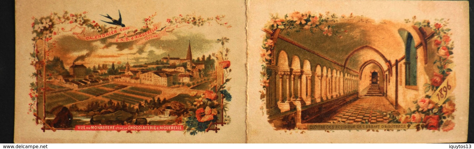 PETIT CALENDRIER DORE De 1896 - Chocolat D'Aiguebelle Fabriqué Par Les TRAPPISTES Du Monastère De N-D. D'Aiguebelle -TBE - Klein Formaat: ...-1900