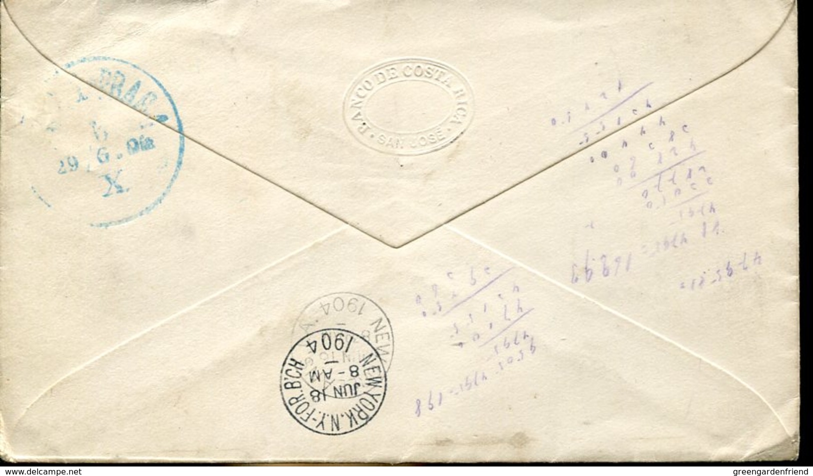 34205 Costa Rica, Stationery Cover 10c.colon Circuled To Europe 1904 (see 2 Scans) - Costa Rica