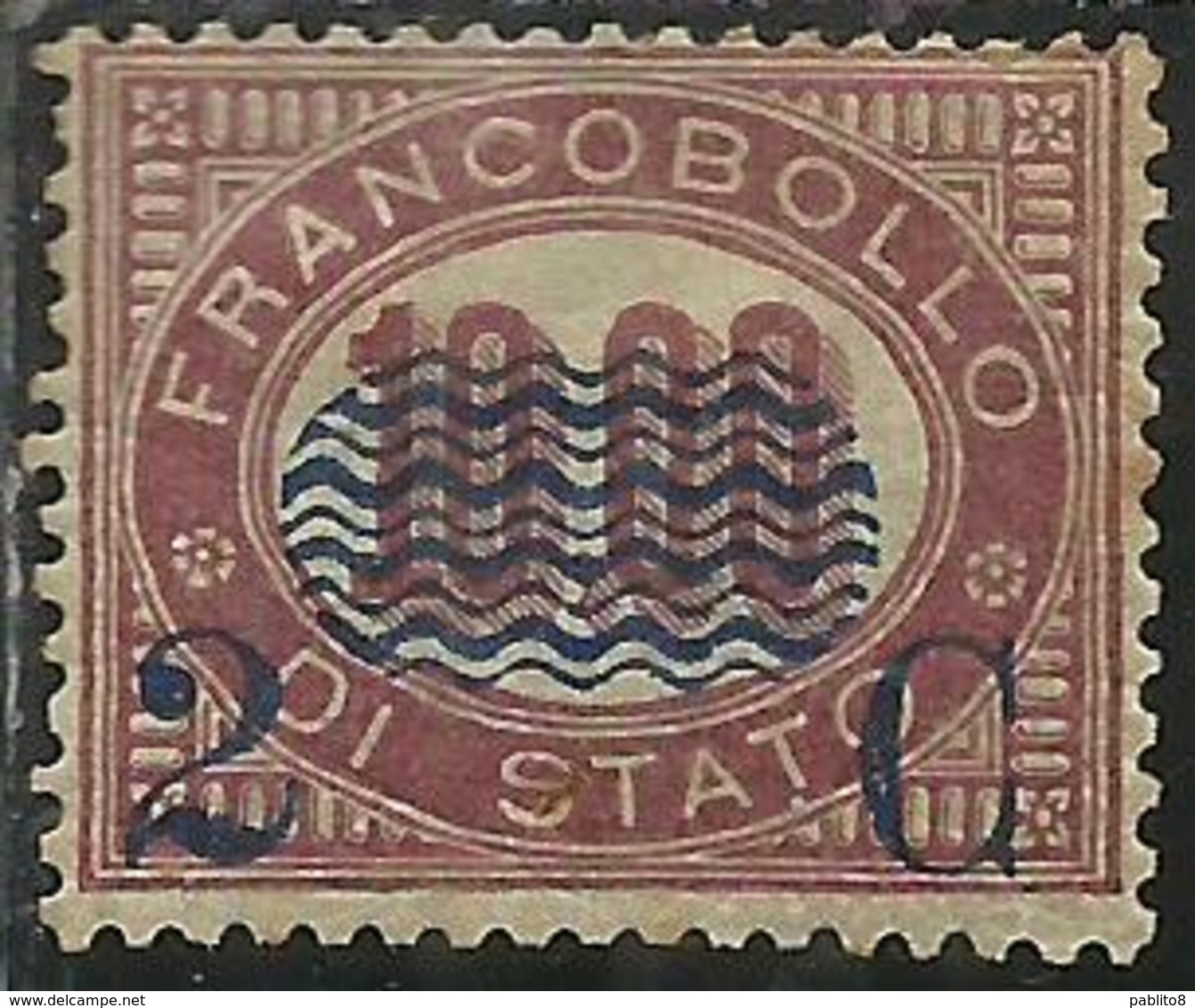 ITALIA REGNO ITALY KINGDOM 1878 SERVIZI SOPRASTAMPATO 2c SU LIRE 10 MNH BEN CENTRATO FIRMATO SIGNED - Neufs