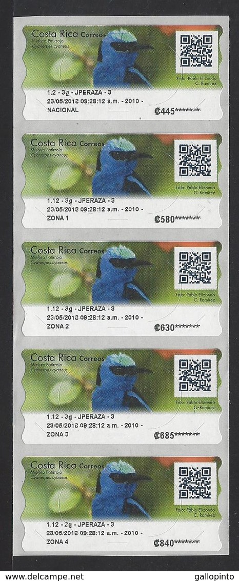 Costa Rica 2018 Bird, Mielero Patirrojo,Red-legged Honeycreeper, ATM Label 5v Self Adhesive MNH - Costa Rica