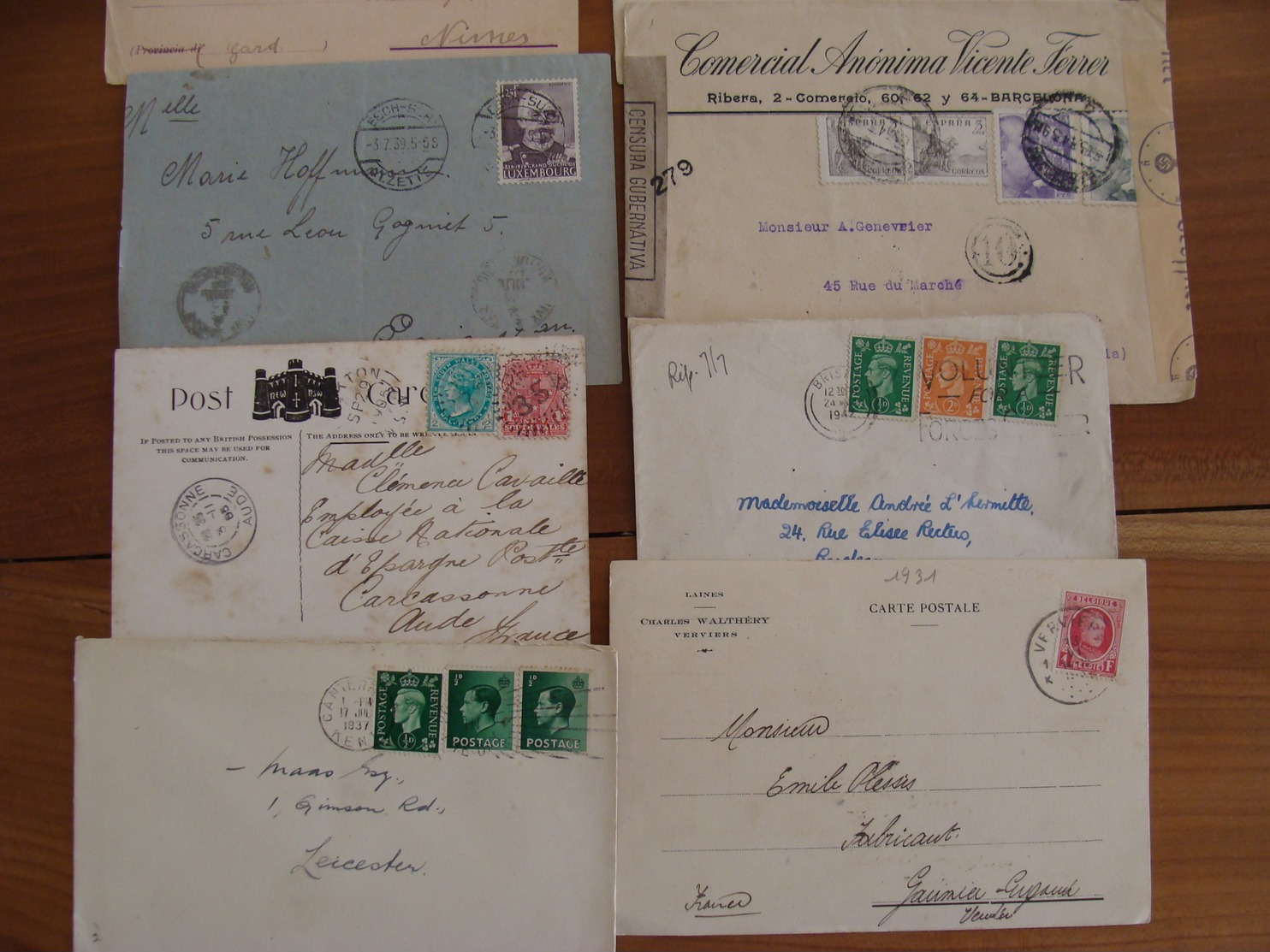 LOT 102 TIMBRES VOIRE CACHET  SUR LETTRES ETRANGERES FIN XIX A 1948 VOIR PHOTOS