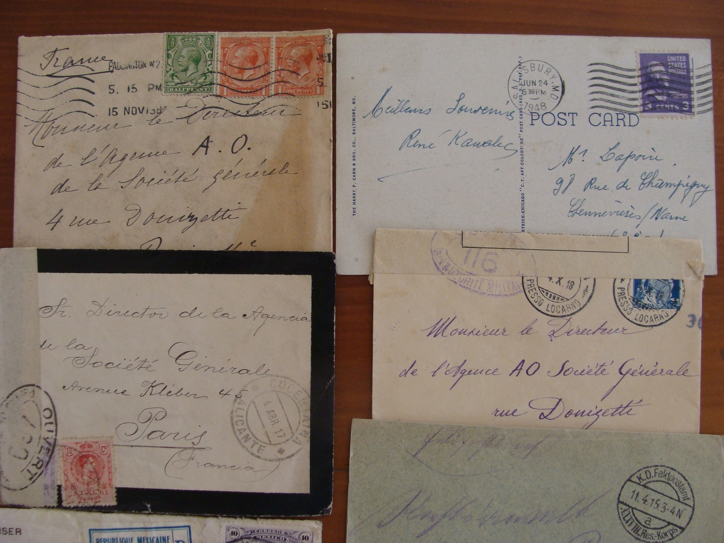 LOT 102 TIMBRES VOIRE CACHET  SUR LETTRES ETRANGERES FIN XIX A 1948 VOIR PHOTOS