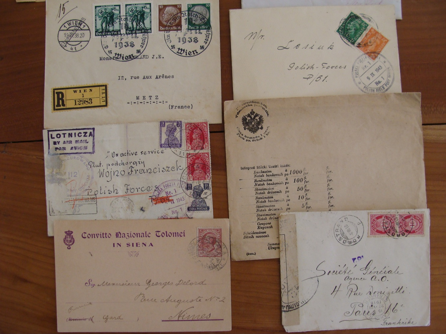 LOT 102 TIMBRES VOIRE CACHET  SUR LETTRES ETRANGERES FIN XIX A 1948 VOIR PHOTOS