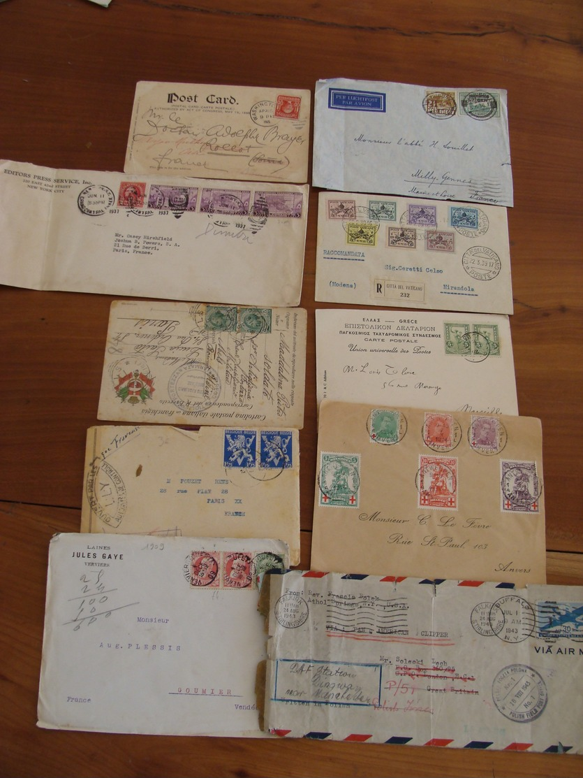 LOT 102 TIMBRES VOIRE CACHET  SUR LETTRES ETRANGERES FIN XIX A 1948 VOIR PHOTOS