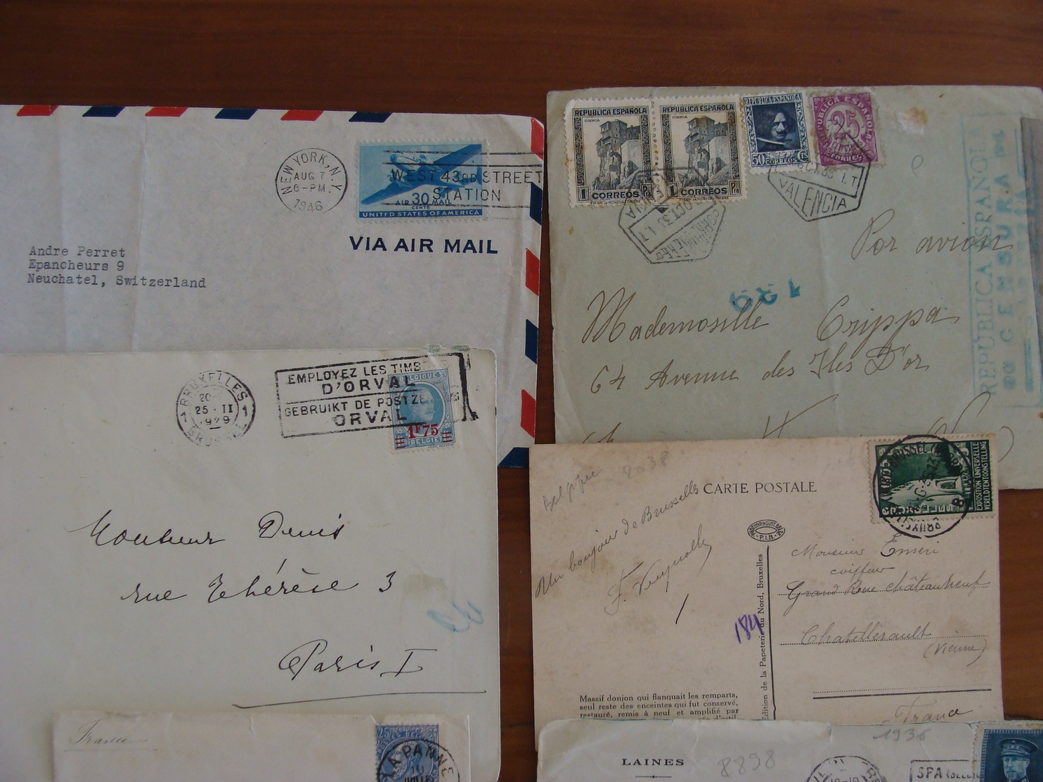 LOT 102 TIMBRES VOIRE CACHET  SUR LETTRES ETRANGERES FIN XIX A 1948 VOIR PHOTOS