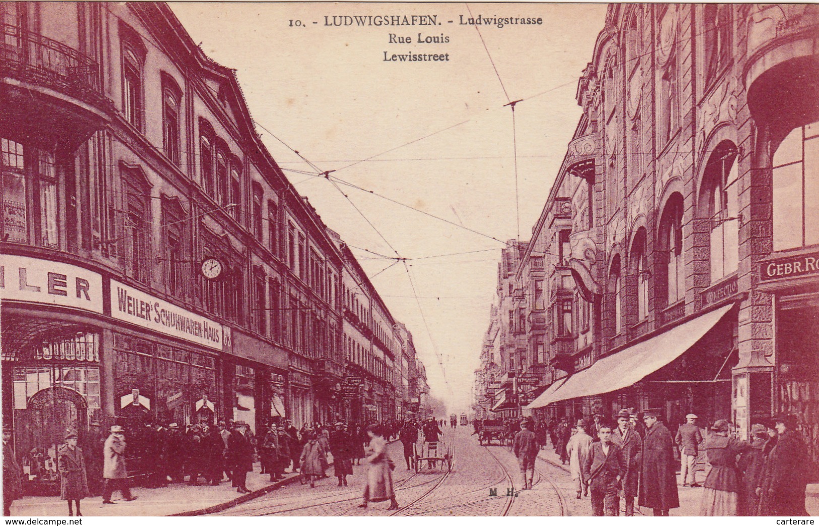 Cpa,ALLEMAGNE,LUDWIGSHAFEN,prés  MANHEIM,ludwigstrasse,rue Louis,,1900,ville De HELMUT KOHL,et BASF,usine Chimique,rare - Ludwigshafen