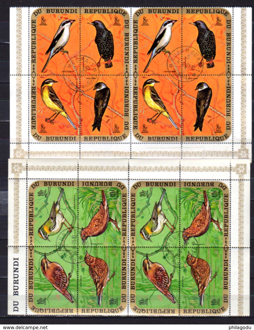 1970  Burundi, Oiseaux D’Afrique, 2X  Pa 154 / 177 Ø en Bloc De 4 - Oblitérés