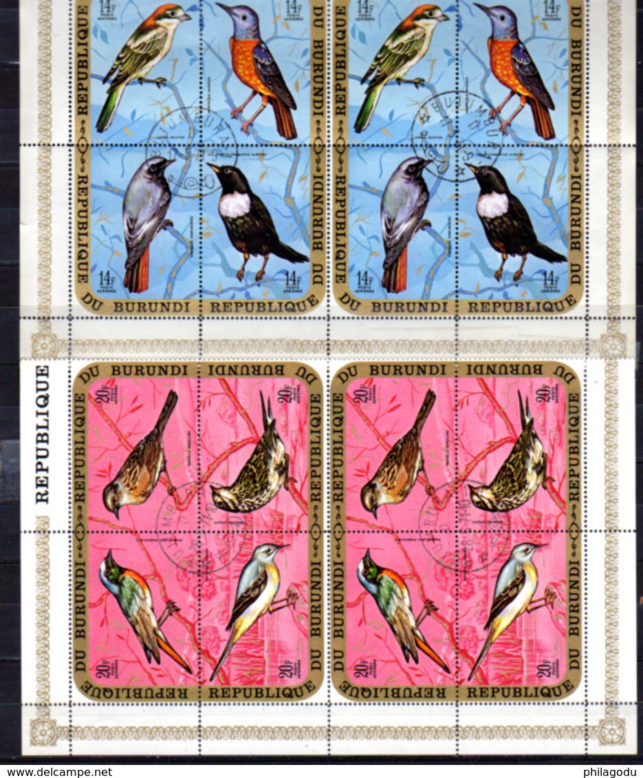 1970  Burundi, Oiseaux D’Afrique, 2X  Pa 154 / 177 Ø en Bloc De 4 - Oblitérés