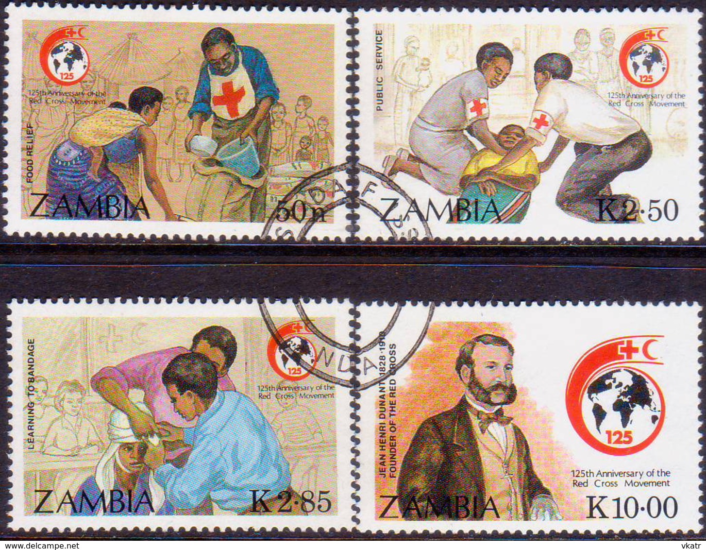 ZAMBIA 1988 SG #554-57 Compl.set Used Int.Red Cross - Zambia (1965-...)