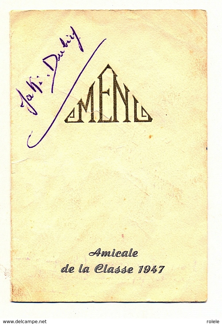 MENU AMICALE DE LA CLASSE 1947  ISSOUDUN TRAITEUR J.AUDOUX - Menus