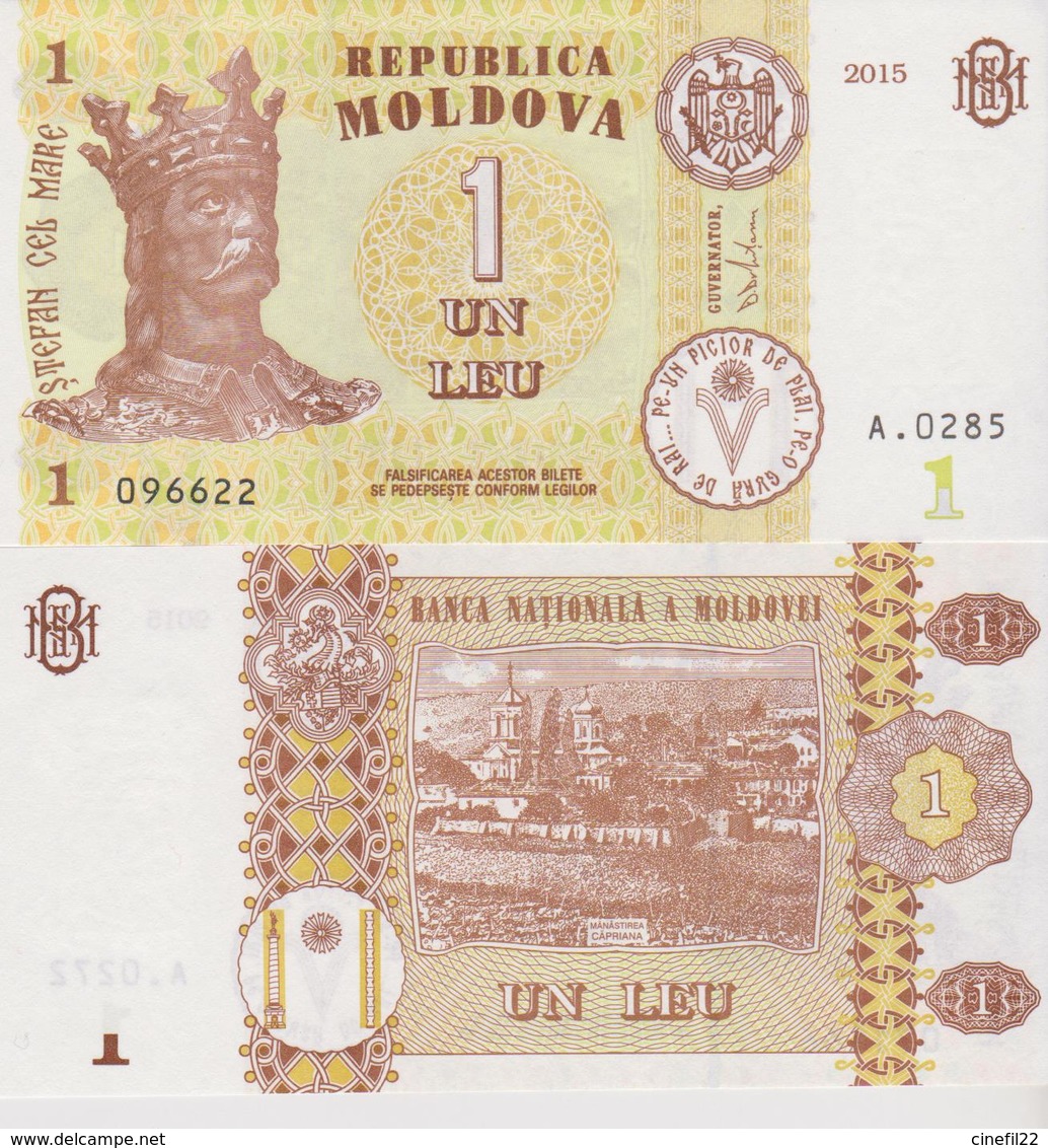 MOLDAVIE - Billet 1 LEU, Neuf, Non Plié, 2015 (Étienne III De Moldavie / Le Monastère De Capriana) - Moldova