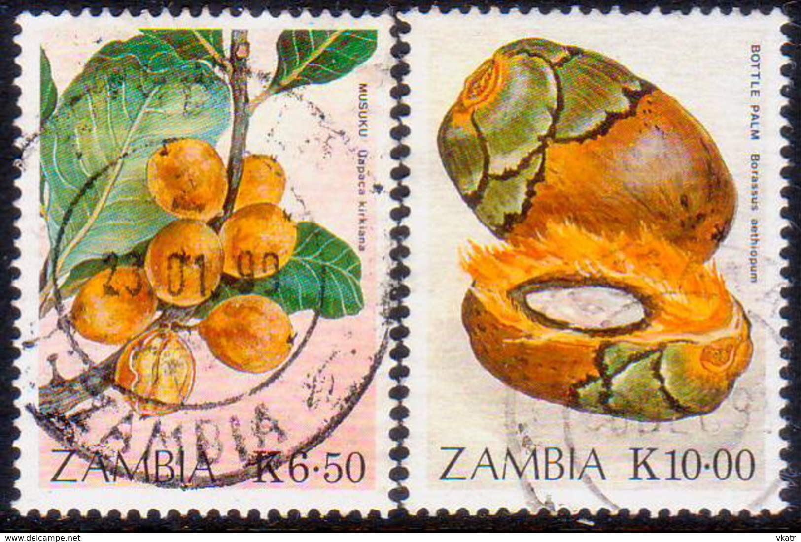 ZAMBIA 1989 SG #597//99 Part Set Used 2 Stamps Of 4 Edible Fruits - Zambia (1965-...)