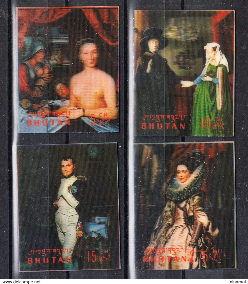 Bhutan   -  1970. Rubens, Clouet, Van Eyck, David. Quadri  In 3D. Complete Ordinary Post - Rubens