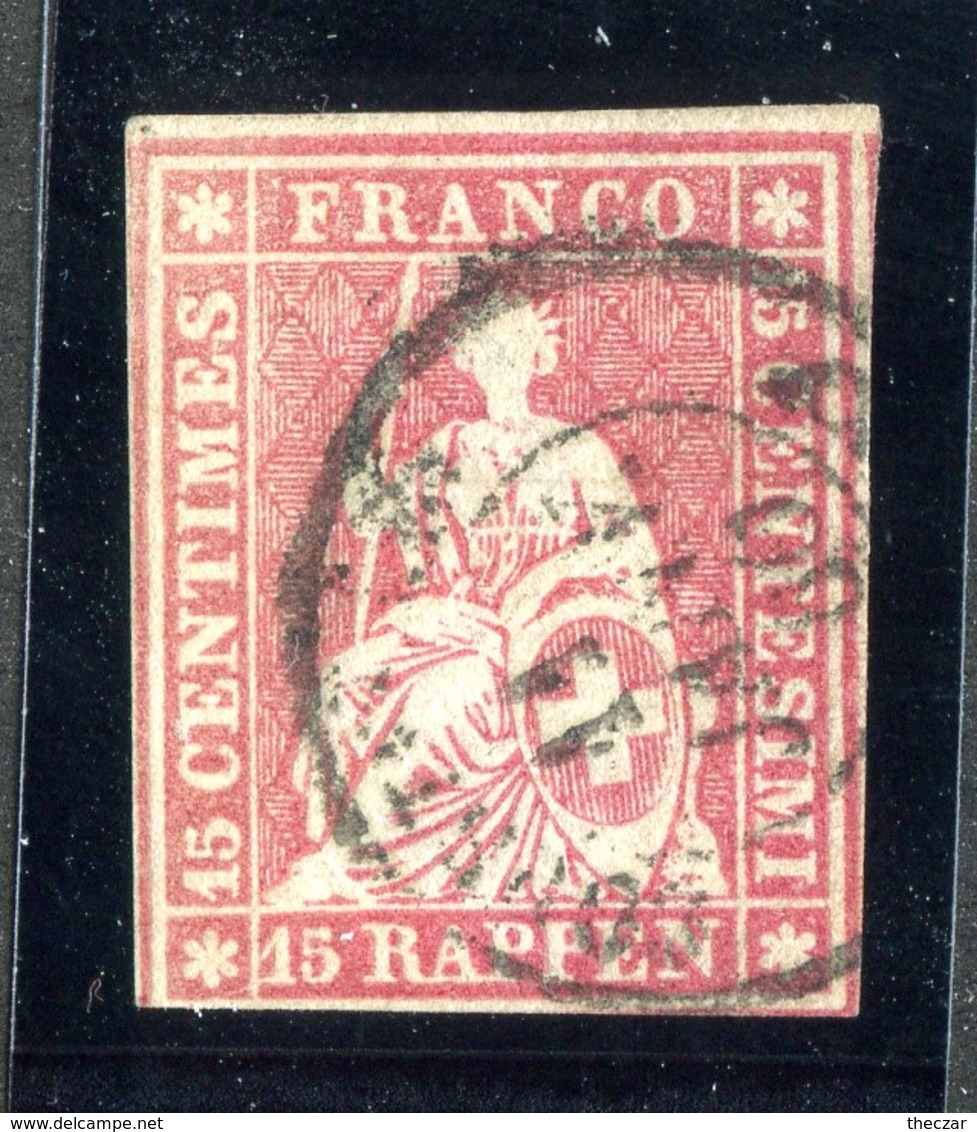 W6807  Swiss 1854  Scott #16 (o) SCV $65. 3 Margins - Offers Welcome - Used Stamps