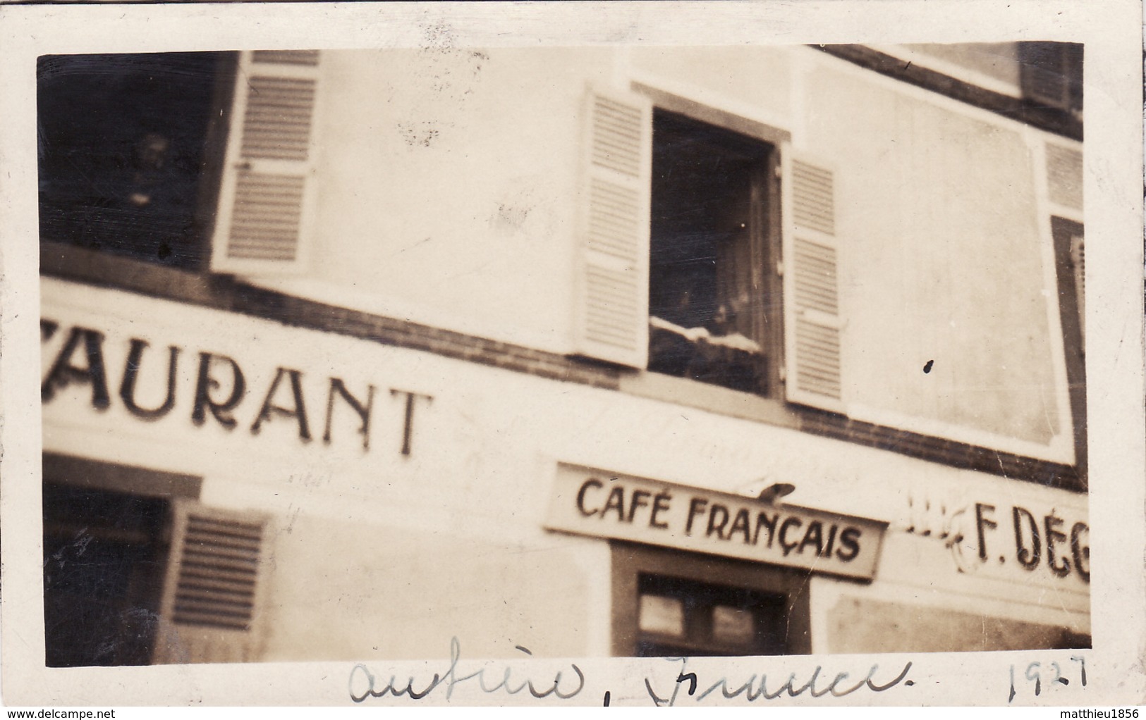 Photo 1921 AUBIERE - Pancarte "café Français", Café Restaurant Hôtel F. Dégirouet, Rue Vercingétorix (A193, Ww1, Wk 1) - Aubiere