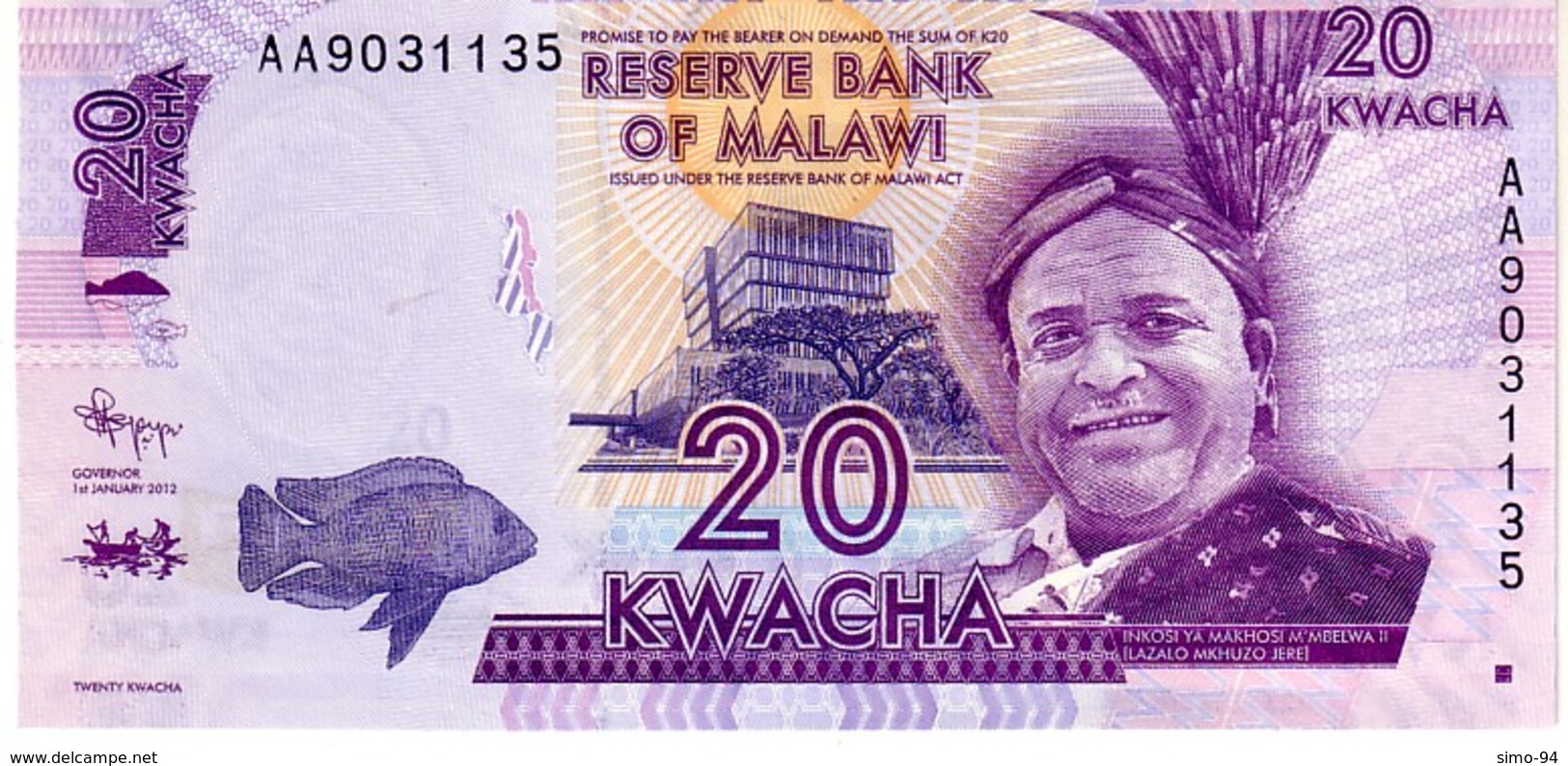 Malawi P.57a 20 Kwacha 2012  Unc - Malawi