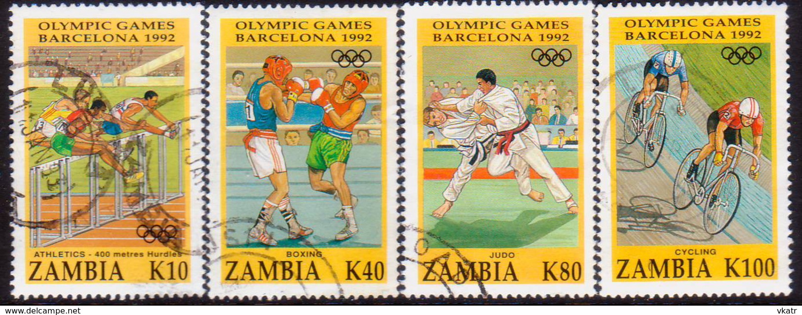 ZAMBIA 1992 SG #713-16 Compl.set Used Olympic Games, Barcelona - Zambia (1965-...)