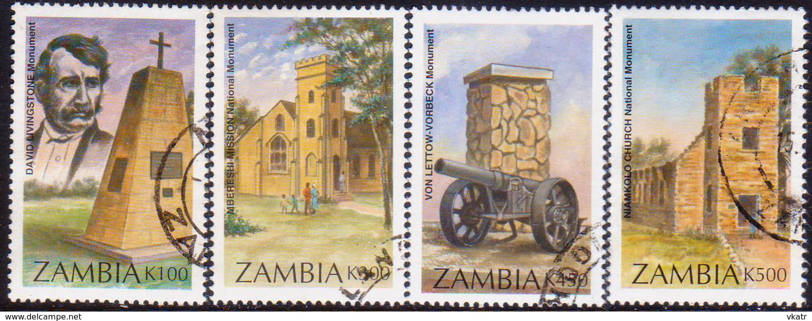 ZAMBIA 1996 SG #750-53 Compl.set Used Monuments - Zambia (1965-...)