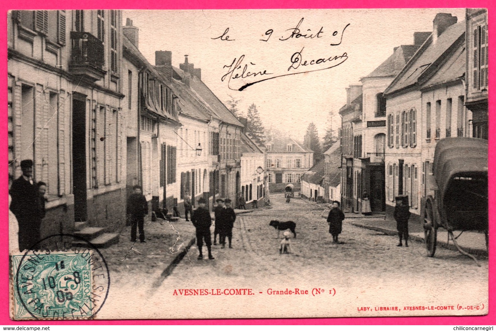 Avesnes Le Comte - Grande Rue - Charrette - Animée - Librairie LABY - 1905 - Avesnes Le Comte