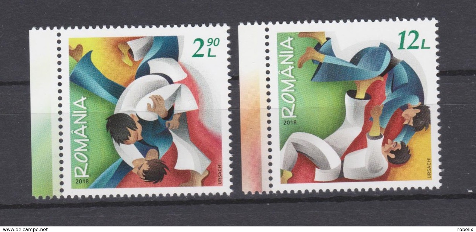 ROMANIA  - 2018  -JUDO -  ROMANIAN JUDO FEDERATION, 50 YEARS  Set 2 Val     MNH** - Nuovi