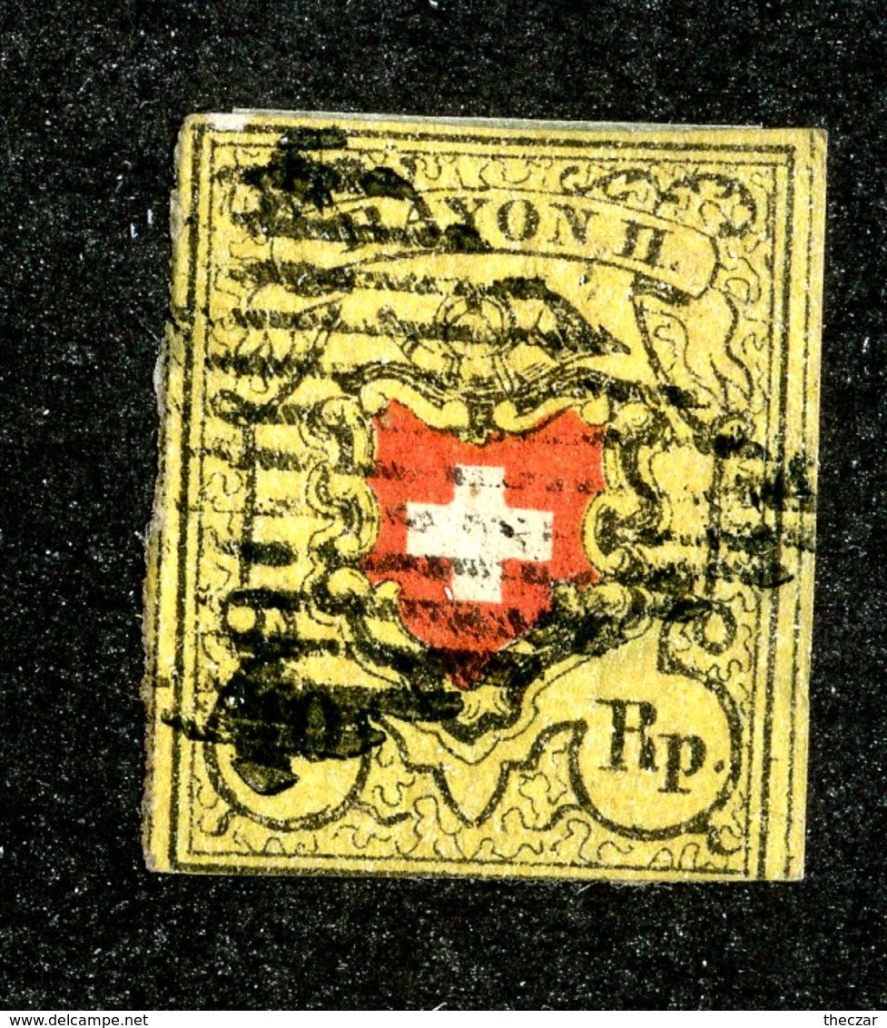 W6834  Swiss 1850  Scott #8 (o) SCV $125. -  Almost 4 Margins - Offers Welcome - 1843-1852 Timbres Cantonaux Et  Fédéraux