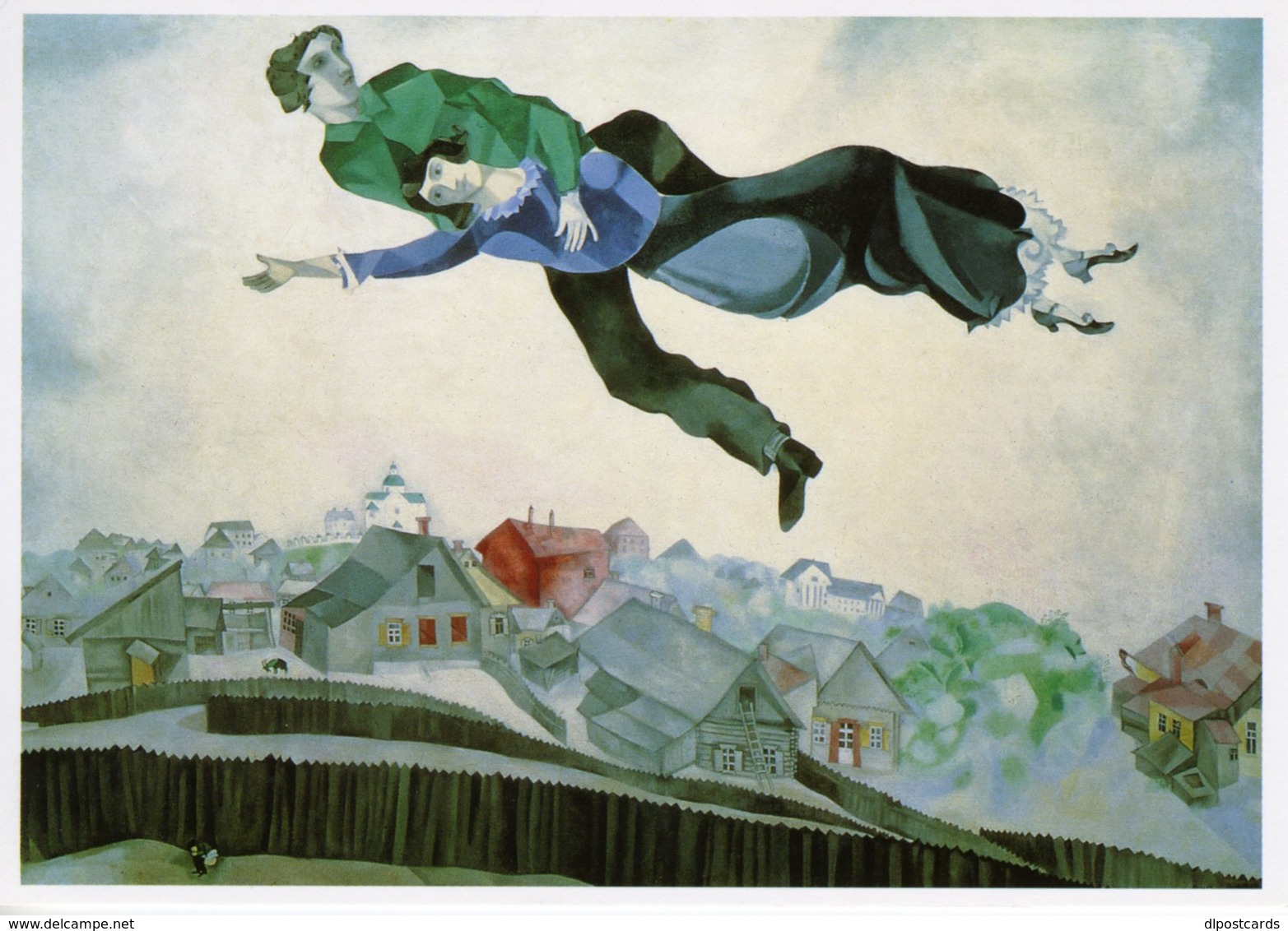 Marc Chagall Artist 'Over The Town' Art Artwork The Jewish Museum Postcard Z1 - Paintings