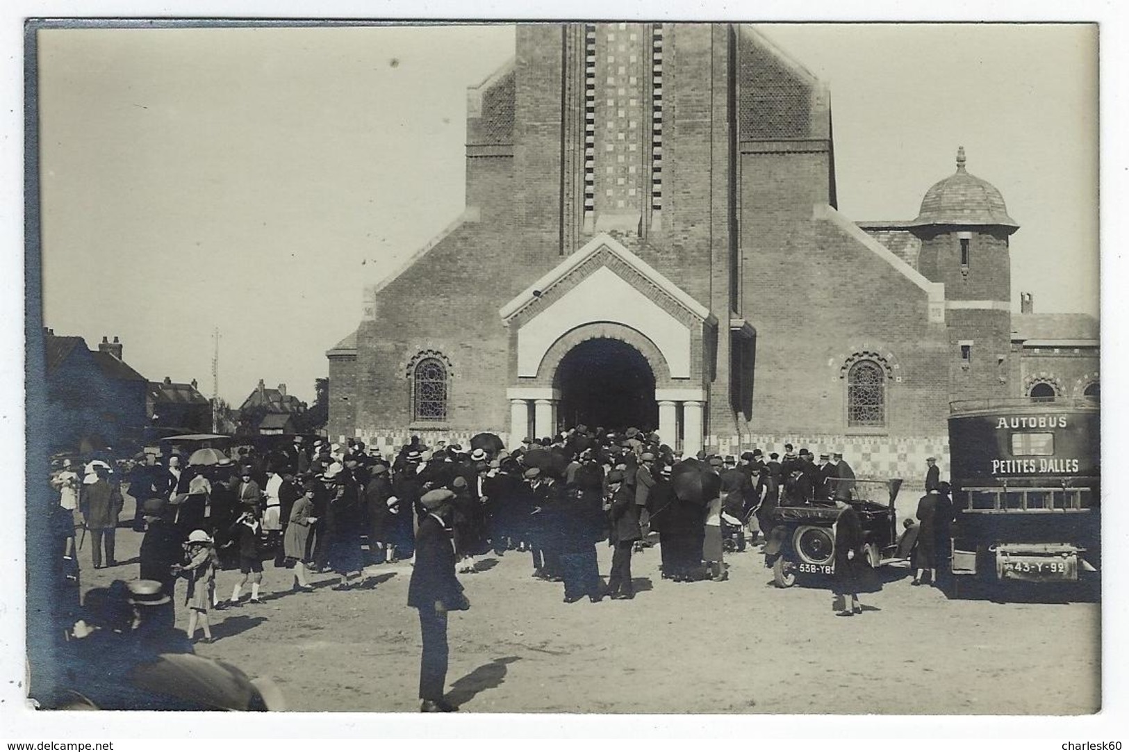 CPA Dieppe Janval Carte Photo Fête Du Sacré Coeur Autobus Petites Dalles Inauguration église 1926 - Dieppe