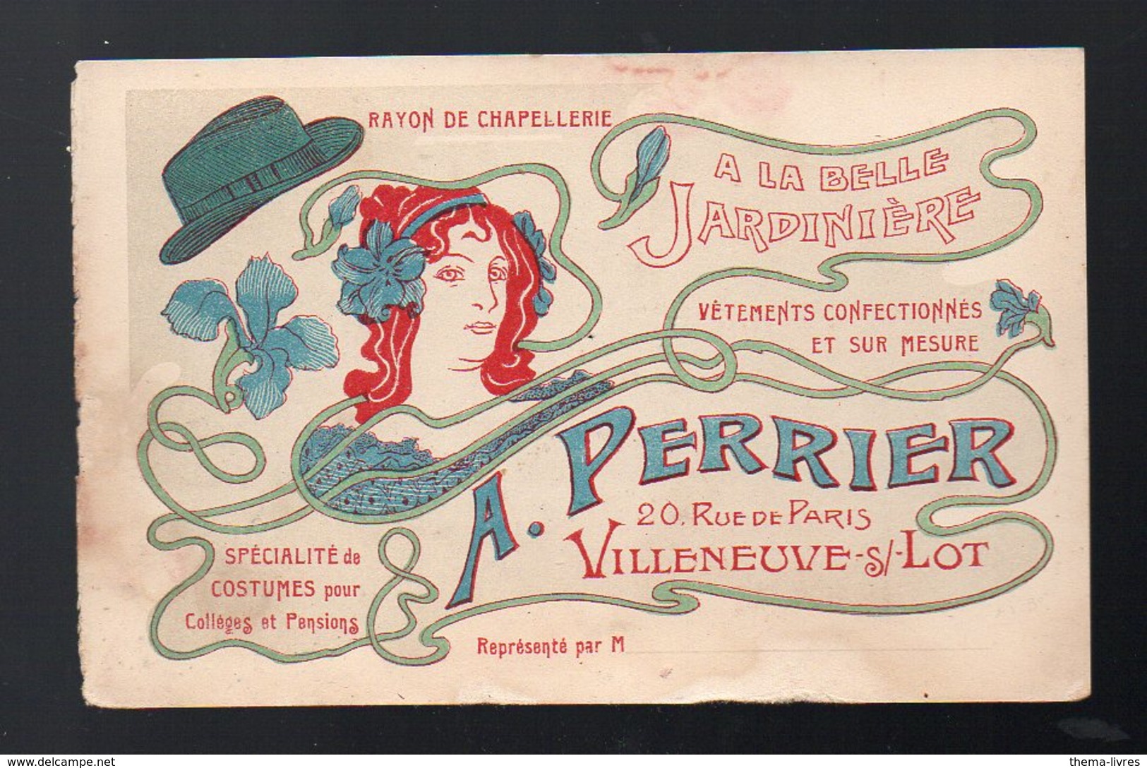 Villeneuve Sur Lot (47 Lot Et Garonne) Superbe Carte Commerciale En Couleurs  A PERRIER (PPP12588) - Publicités