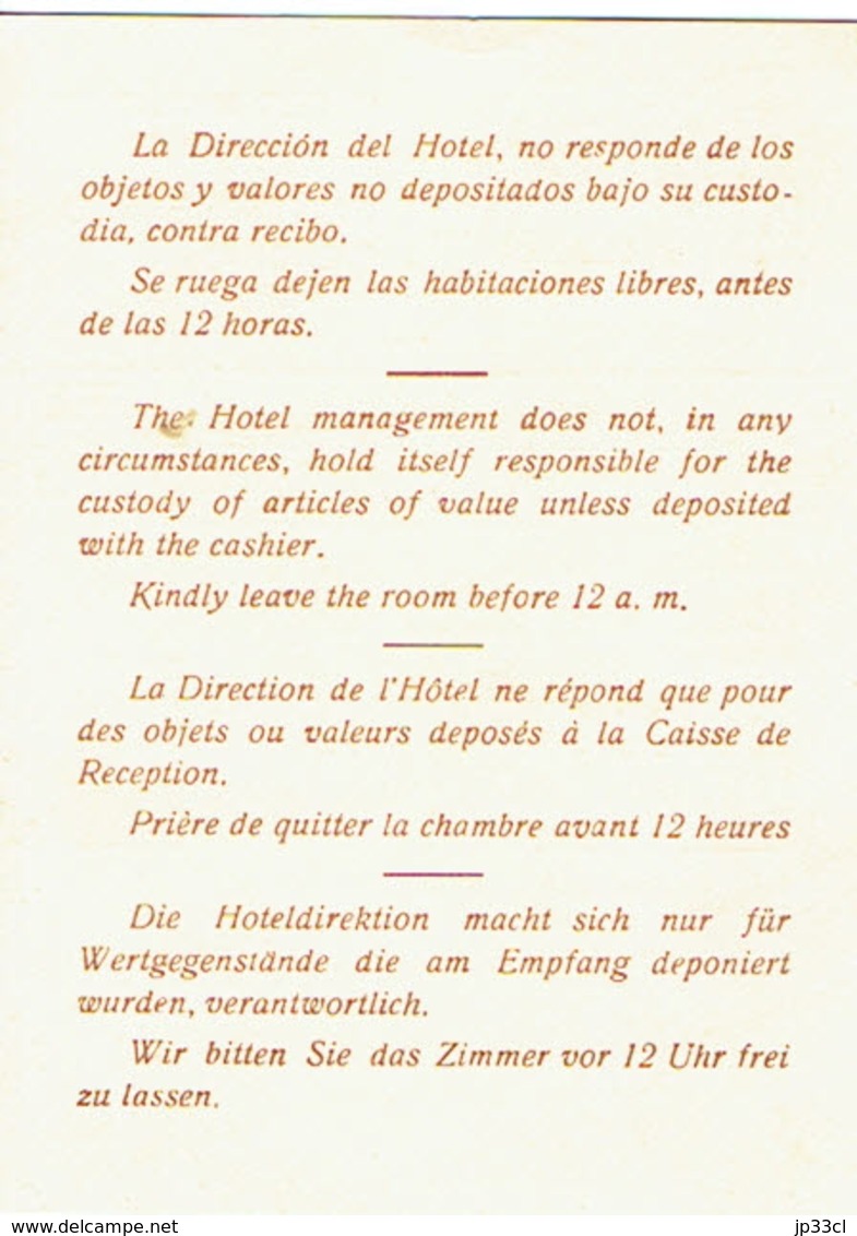 Carte De L'Hôtel Aromar, Paseo Maritimo, Playa De Aro, Costa Brava, Espagne (années 1970) - Visitenkarten