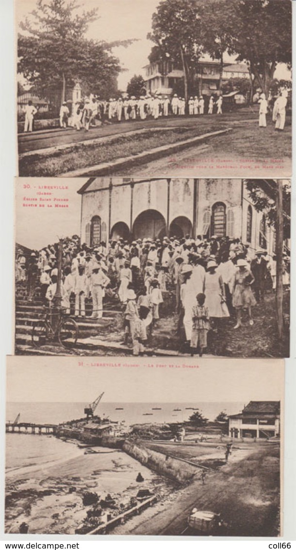 Gabon  Libreville 1930 Lot De 9 Cartes Postales Arrivée Croiseur Lamothe Piquet Autres Dont TB Animée éditeur L.Handmann - Gabon