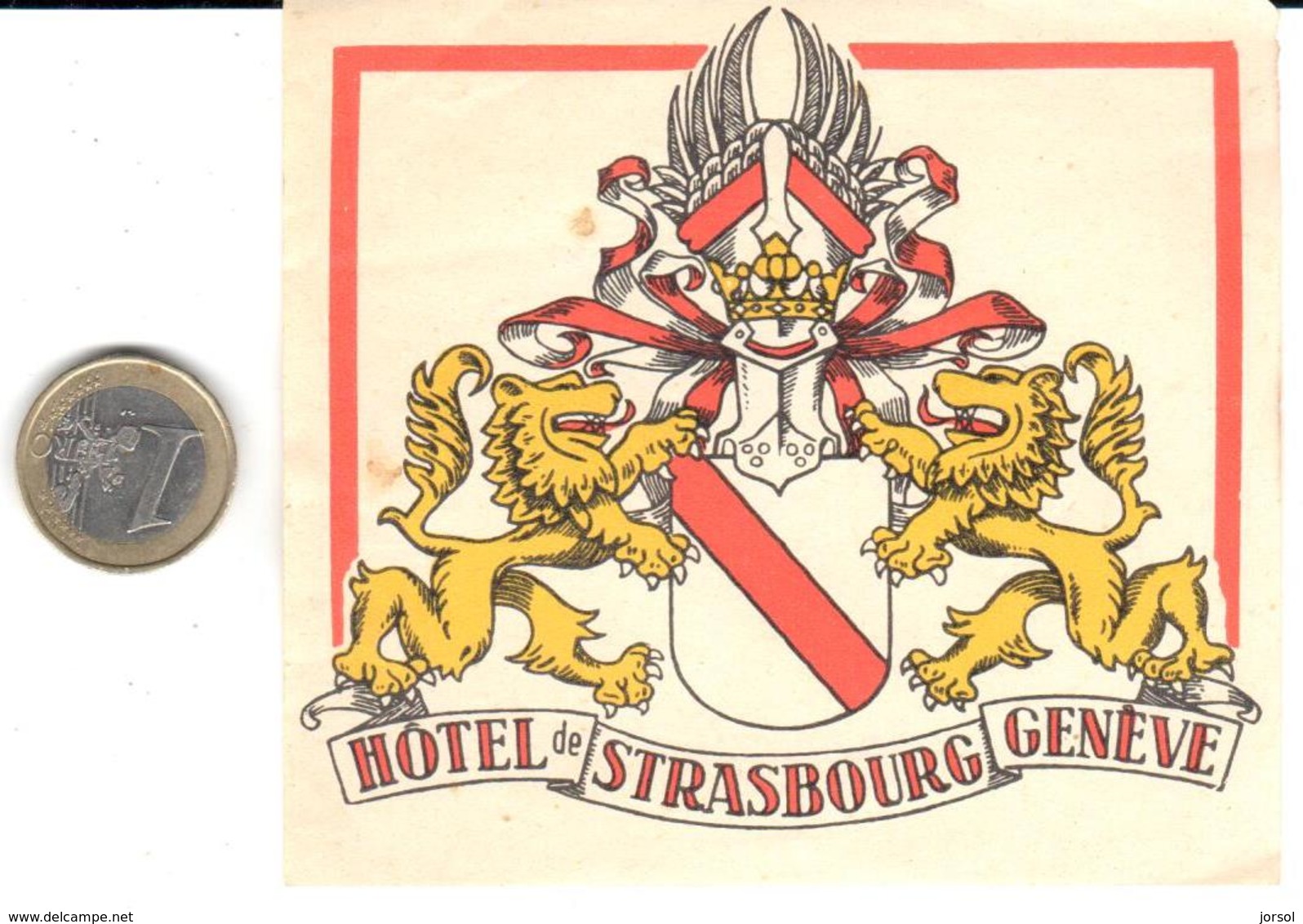 ETIQUETA DE HOTEL  - HOTEL DE STRASBOURG  -GENEVE (GINEBRA)  -SUIZA - Hotel Labels