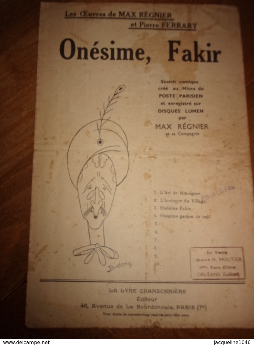 Onesime Fakir Max Regnier Pierre Ferrary - Song Books