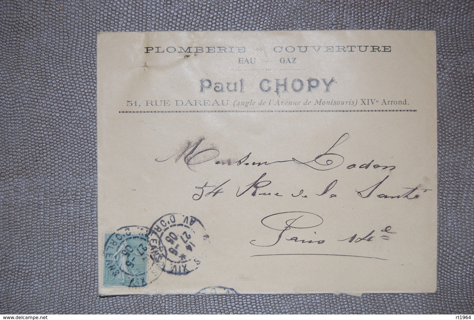PARIS 1905 - Lettre Manuscrite Paul CHOPY ARTISAN COUVERTURE PLOMBERIE - 1905 - 1900 – 1949