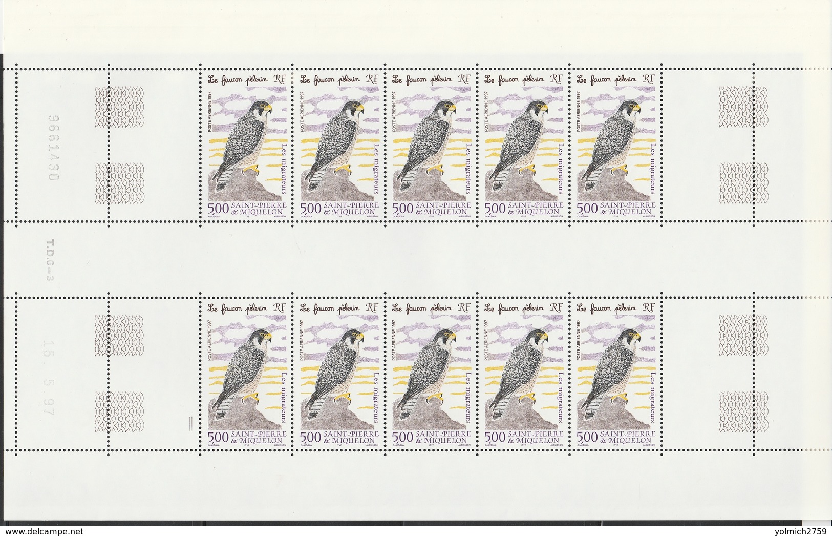 PA 76 FAUCON PELERIN - Feuille De 10 - Unused Stamps