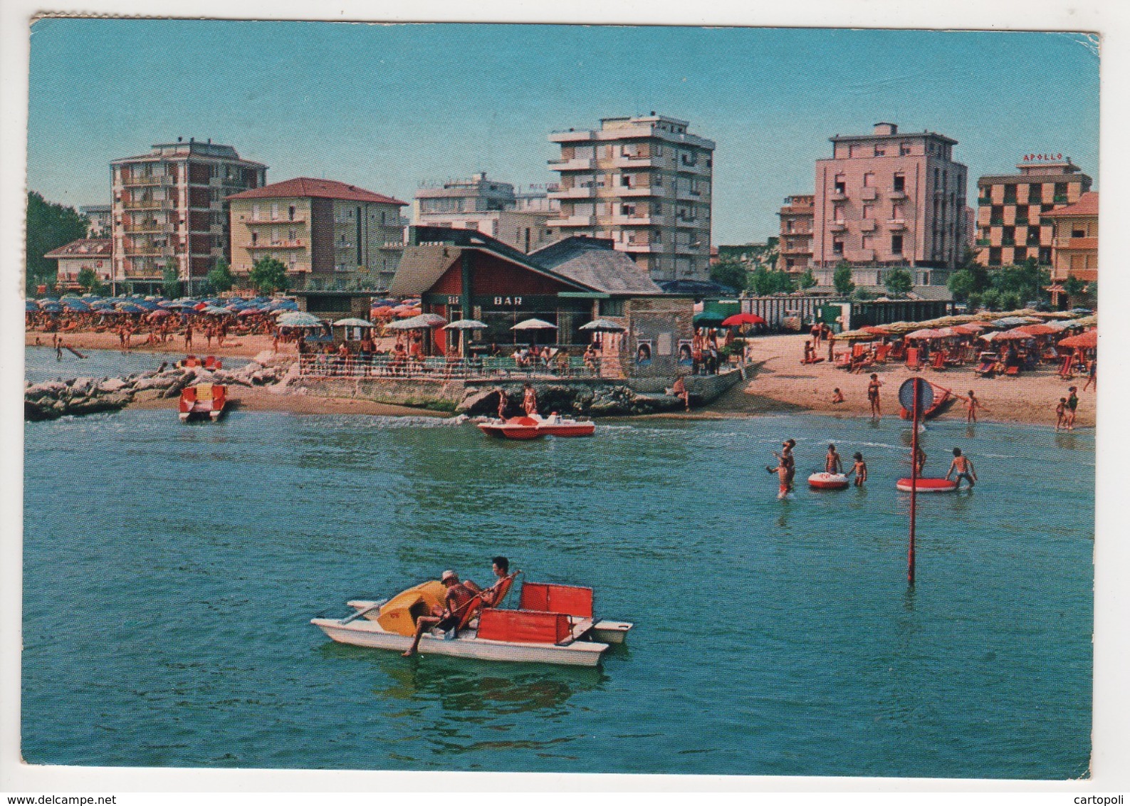 ^ VALVERDE CESENATICO FORLI VEDUTA ALBERGHI PEDALO' SPIAGGIA HOTEL VISTI DAL MARE PANORAMA 294A - Forli