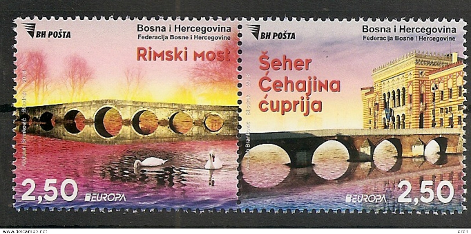 BOSNIA AND HERZEGOVINA 2018,POST SARAJEVO,EUROPA CEPT  BRIDGES,,BLOCK, MNH - 2018