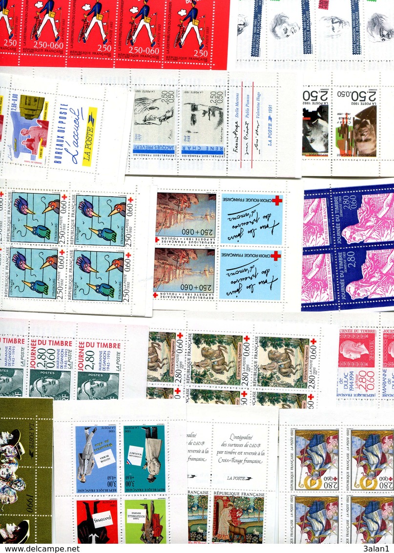 FRANCE Neufs 50%sous Faciale:lot 16 Carnets Différents1991/96 Sans Charnière PORT FRANCE GRATUIT - Autres & Non Classés