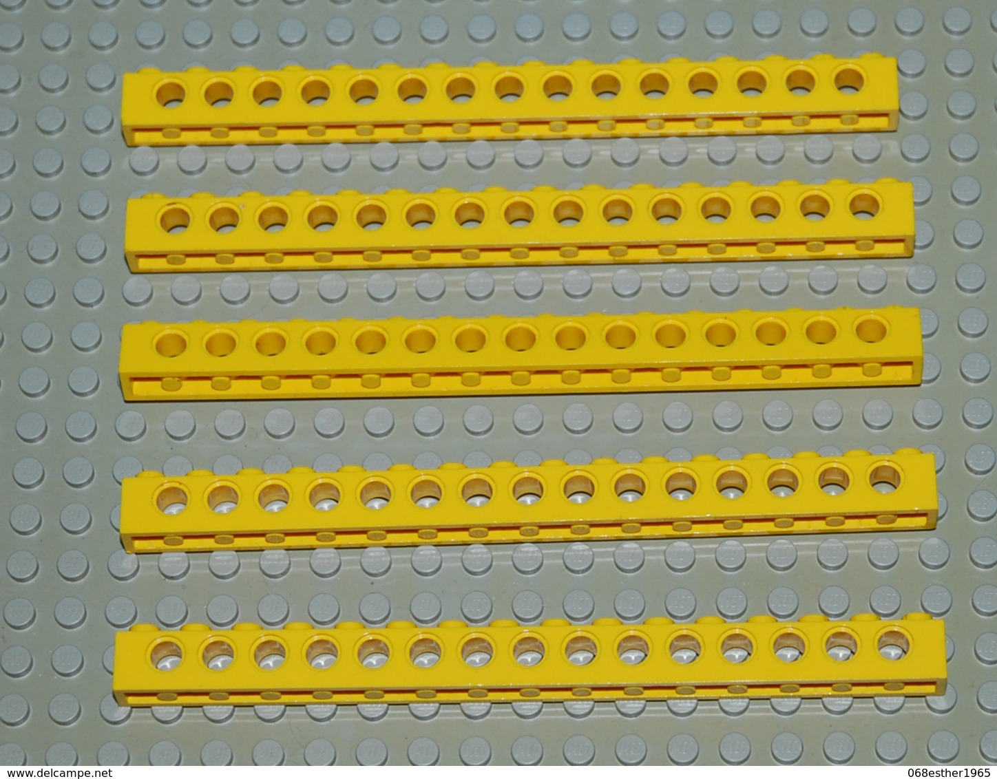 Légo Lot 5 X Brique Technic Ref 3703 1x16 Jaune With Holes - Lego Technic