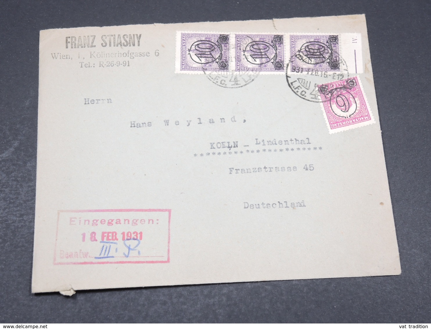 HONGRIE - Enveloppe De Budapest Pour L 'Allemagne En 1931 , Affranchissement Plaisant - L 17303 - Lettres & Documents