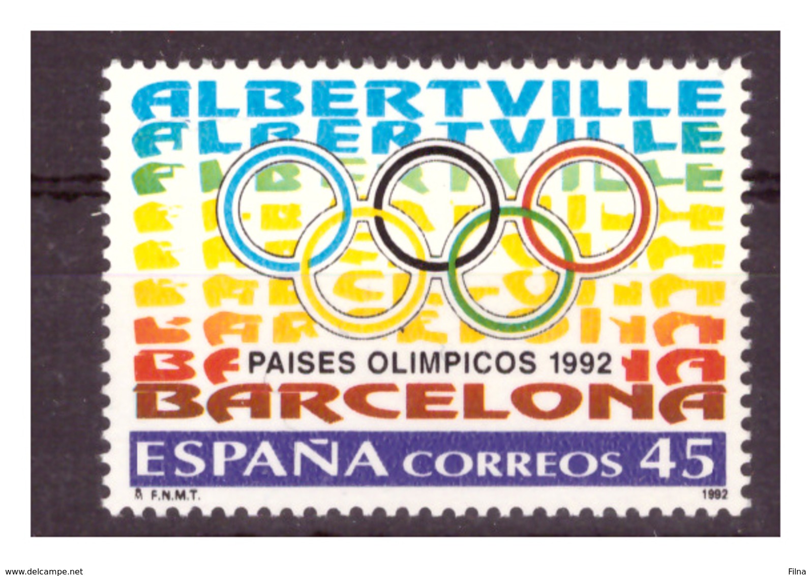 SPAGNA -1992 - ALBERTVILLE E BARCELLONA SEDI OLIMPICHE. 1 VALORE. MNH** - Nuovi