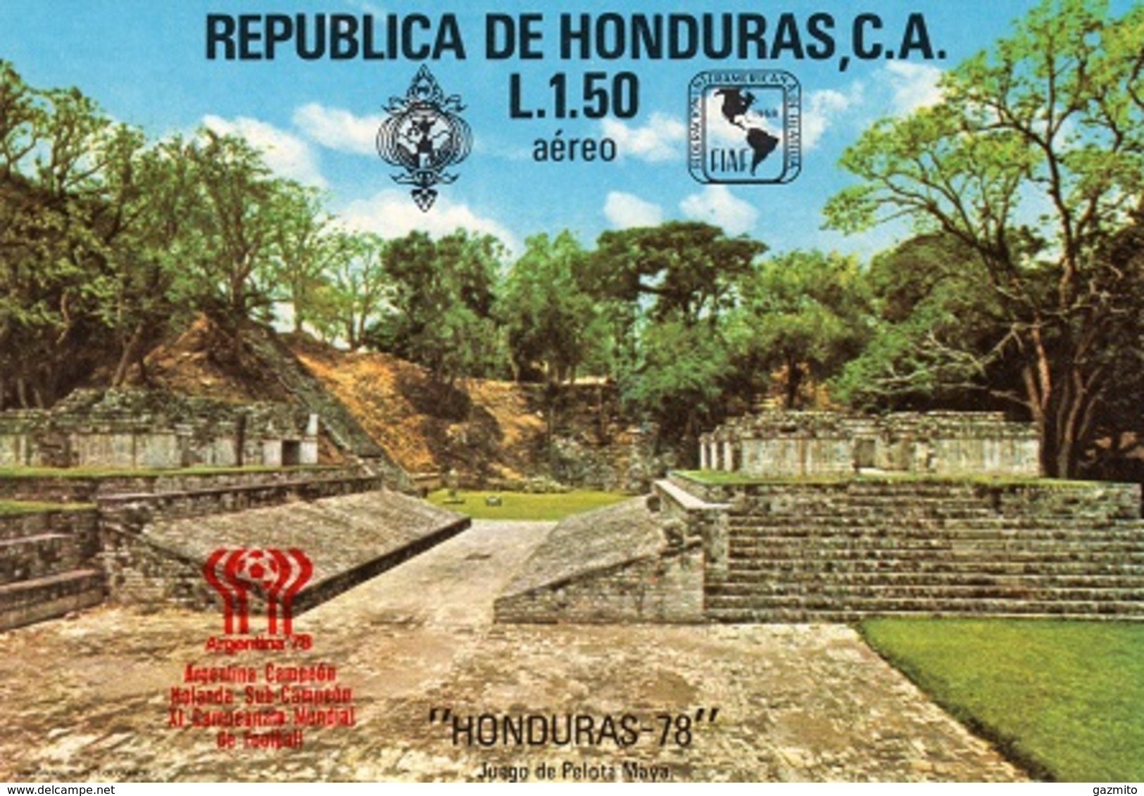 Honduras 1978, Football World Cup In Argentina, Maya Ruins, Red Overpr. BF - Indiens D'Amérique