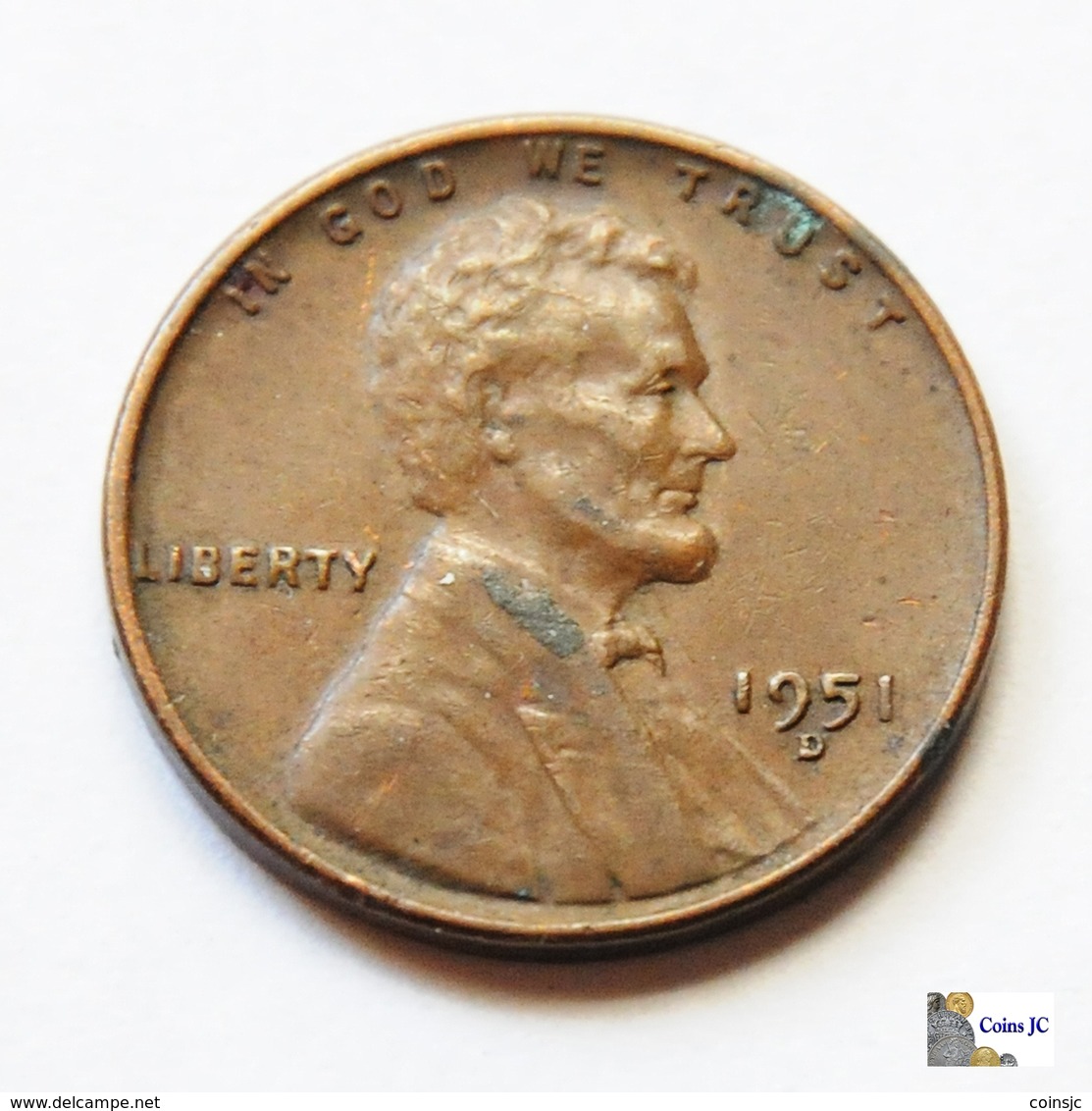US - 1 Cent - 1951 D - 1909-1958: Lincoln, Wheat Ears Reverse