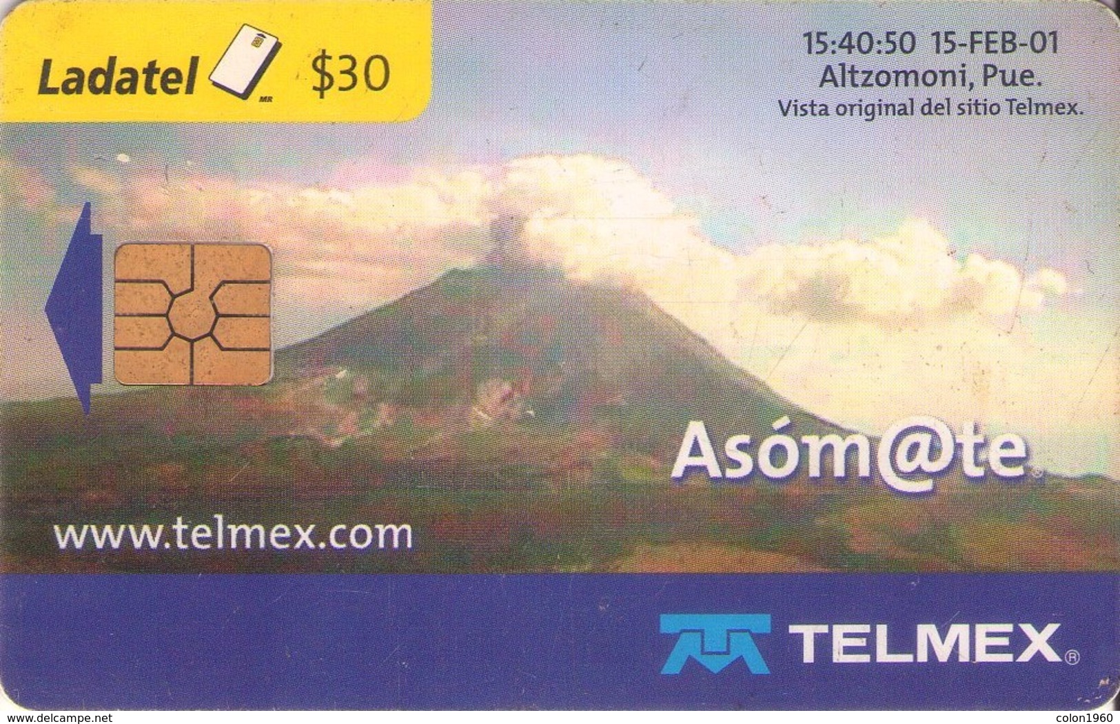 TARJETA TELEFONICA DE MEXICO (VOLCAN 2/6). (171) - México